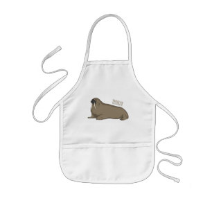 Walrus cartoon illustration kids apron