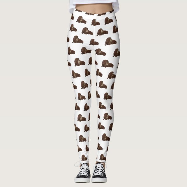 Walrus cartoon illustration leggings (Front)