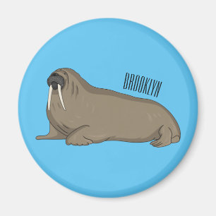 Walrus cartoon illustration magnet