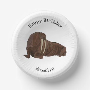 Walrus cartoon illustration paper plate