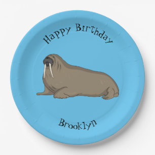 Walrus cartoon illustration paper plate