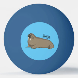 Walrus cartoon illustration ping pong ball