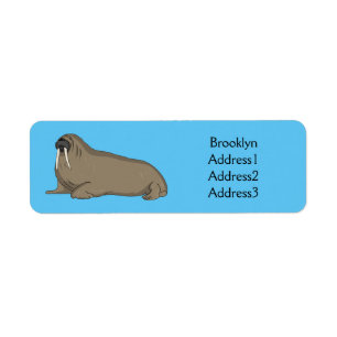 Walrus cartoon illustration return address label