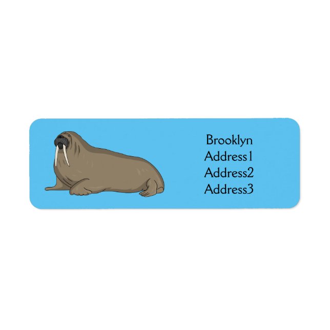 Walrus cartoon illustration return address label (Front)