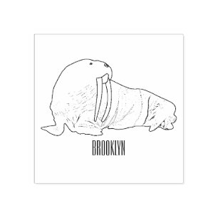Walrus cartoon illustration rubber stamp