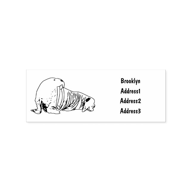 Walrus cartoon illustration rubber stamp (Imprint)