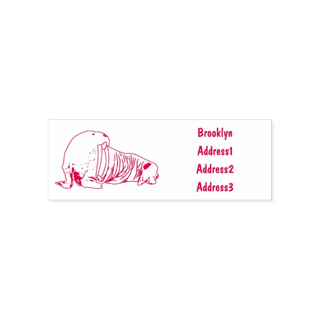 Walrus cartoon illustration self-inking stamp (Design)