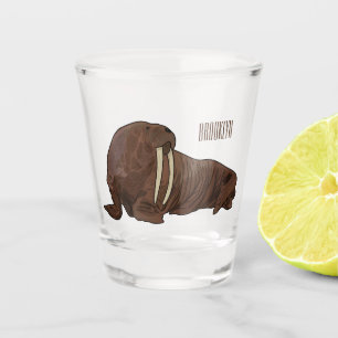 Walrus cartoon illustration shot glass