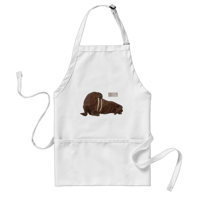 Walrus cartoon illustration standard apron (Front)