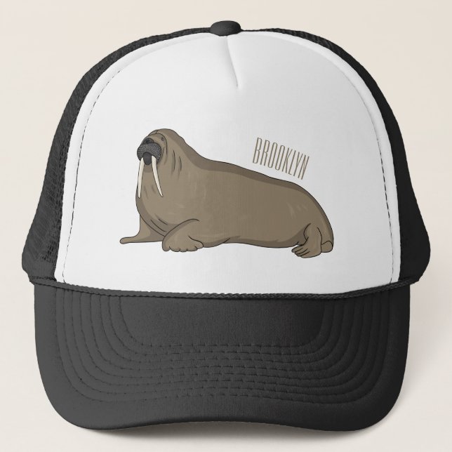 Walrus cartoon illustration trucker hat (Front)
