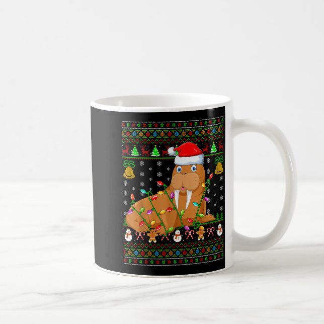 Walrus Christmas Lights Funny Santa Ugly Sweaters  Coffee Mug (Right)