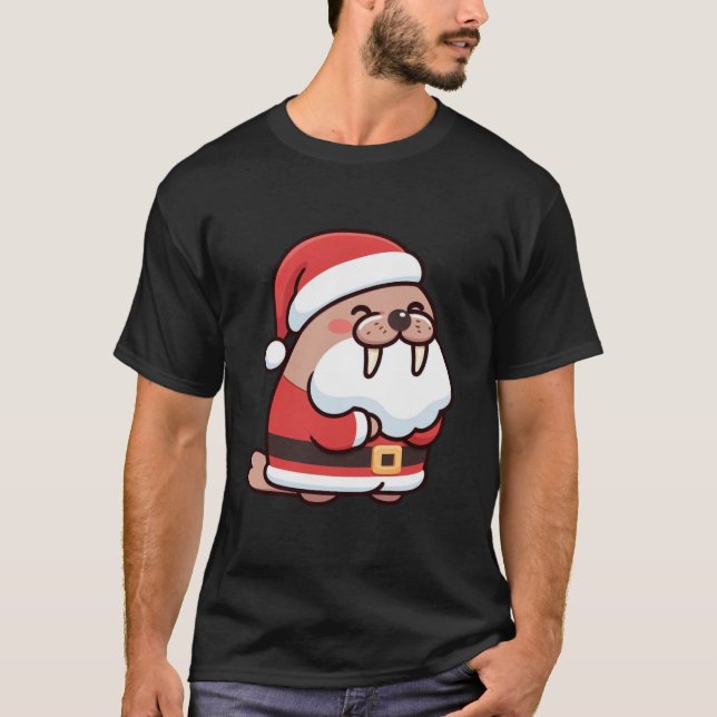 Walrus Claus Santa s Arctic Helper Christmas  T-Shirt (Front)