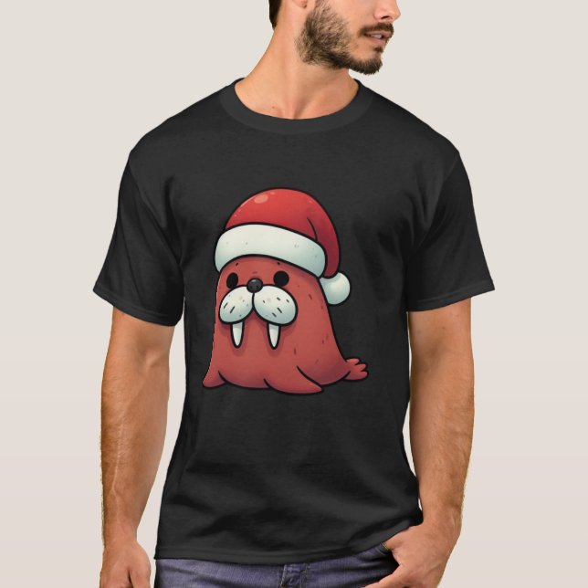 Walrus Claus Santa s Arctic Helper Christmas T-Shirt (Front)