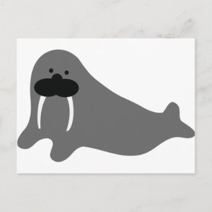 walrus comic icon postcard