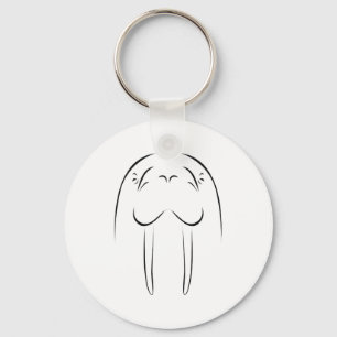 Walrus Face Silhouette Key Ring