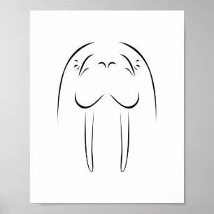 Walrus Face Silhouette Poster