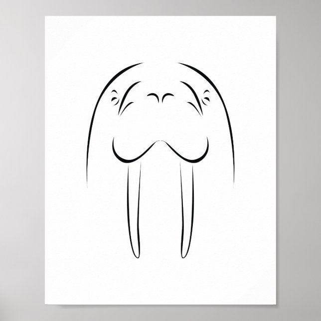 Walrus Face Silhouette Poster (Front)