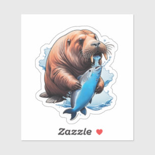 Walrus Fishing In The Sea