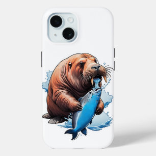 Walrus Fishing In The Sea iPhone Case