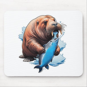 Walrus Fishing In The Sea Mouse Pad