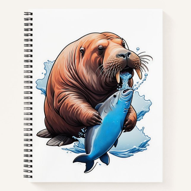 Walrus Fishing In The Sea Notebook (Front)