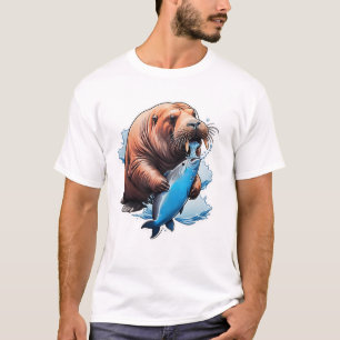 Walrus Fishing In The Sea T-Shirt