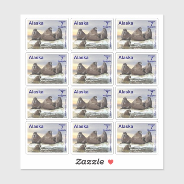 Walrus - Four Brothers - Alaska Postage Sticker (Sheet)
