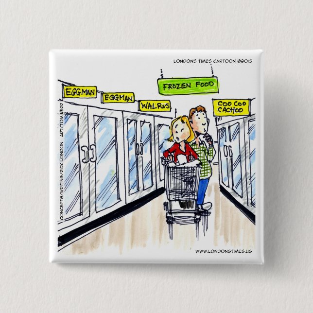 Walrus Frozen Food Section Funny 15 Cm Square Badge (Front)