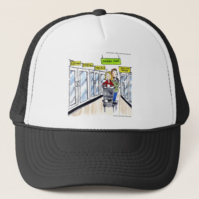 Walrus Frozen Food Section Funny Trucker Hat (Front)
