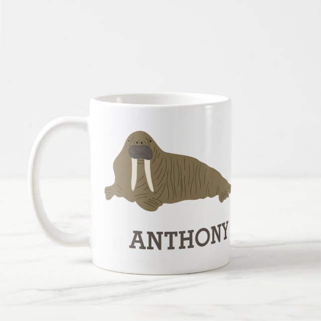 Walrus Graphic Realistic Style Illustration Coffee Mug (Left)