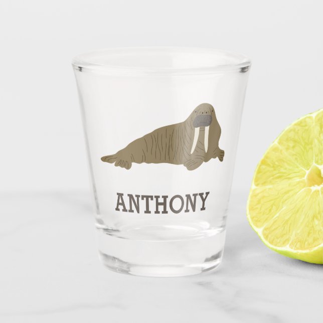 Walrus Graphic Realistic Style Illustration Shot Glass (Front)