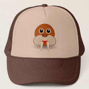Walrus head cartoon trucker hat