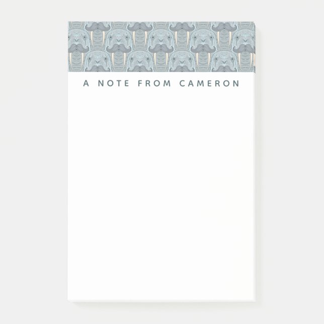 Walrus Moustache Pattern | Add Your Name Post-it Notes (Front)