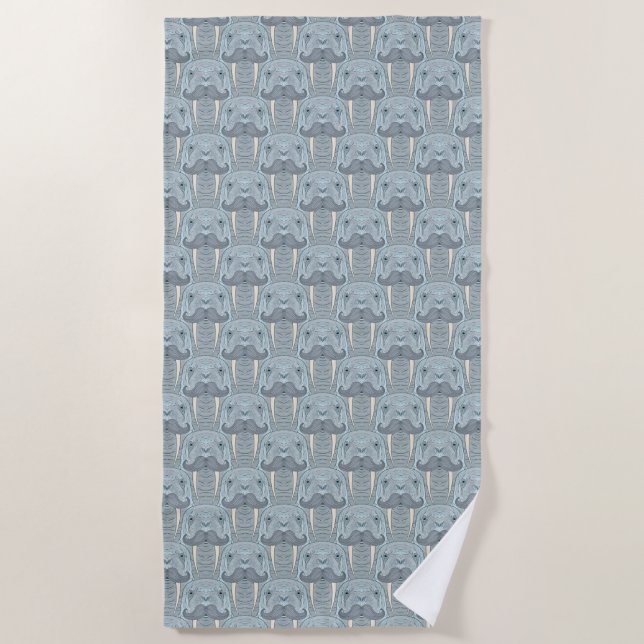 Walrus Moustache Pattern Beach Towel (Front)