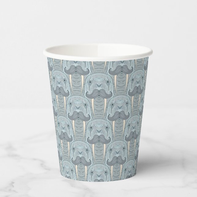 Walrus Moustache Pattern Paper Cups (Left)