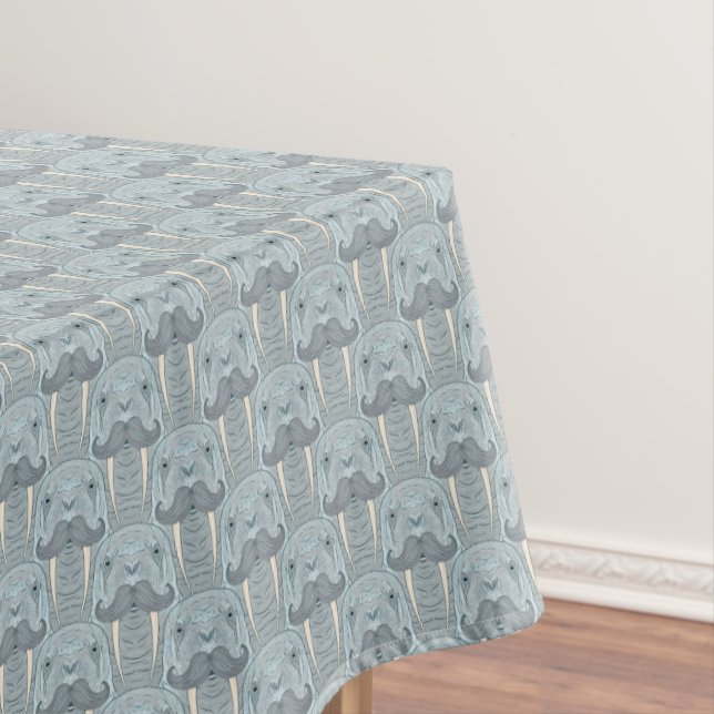 Walrus Moustache Pattern Tablecloth (In Situ)