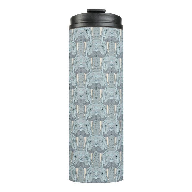 Walrus Moustache Pattern Thermal Tumbler (Front)