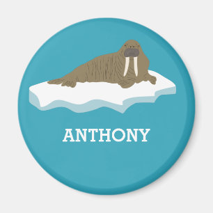 Walrus on an Iceberg Illustration Personalised Magnet