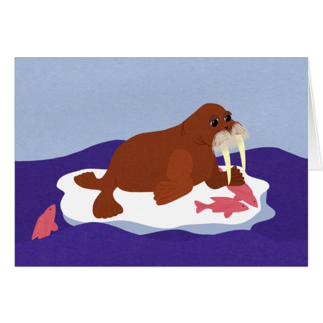 Walrus on Iceberg with Fish (Front Horizontal)