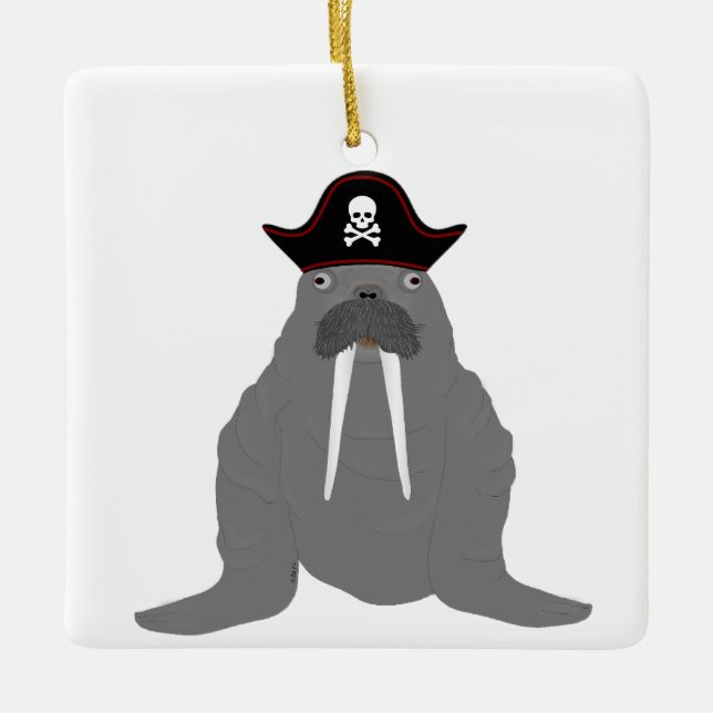 Walrus Pirate Ornament (Front)