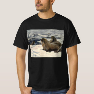 Walruses in the Arctic Snow, Vintage Marine Animal T-Shirt