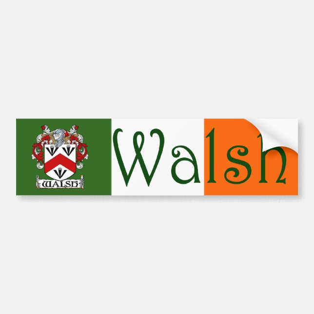 Walsh Coat of Arms Flag Bumper Sticker (Front)