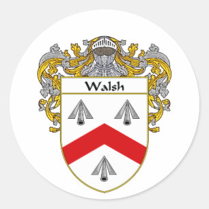 Walsh Coat of Arms (Mantled) Classic Round Sticker