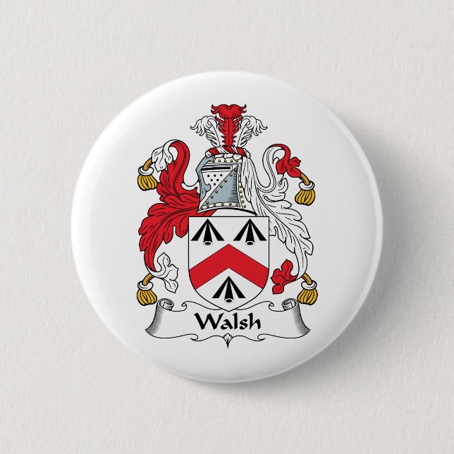 Walsh Family Crest 6 Cm Round Badge (Front)
