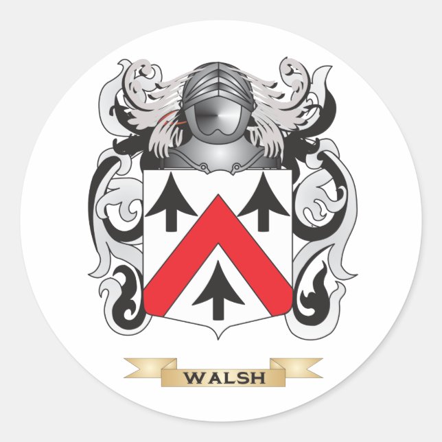 Walsh Family Crest (Coat of Arms) Classic Round Sticker (Front)