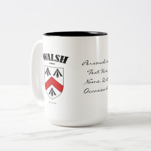 Walsh Family Crest, Translation & Meaning Two-Tone Coffee Mug