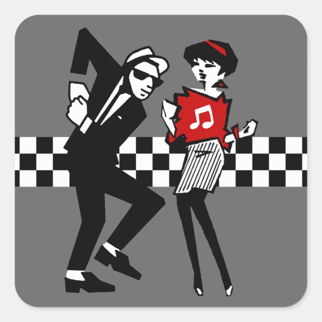 Walt Jabsco & Betty Beat in Grey II Square Sticker (Front)