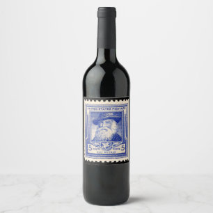 Walt Whitman U.S. Commemorative Postage stamp Wine Label