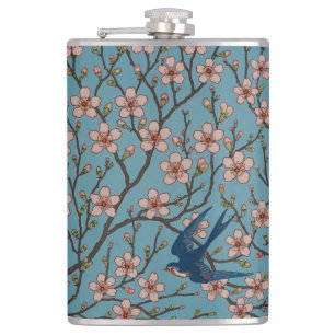 Walter Crane Almond Blossom & Swallow Hip Flask