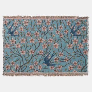 Walter Crane Almond Blossom & Swallow Throw Blanket